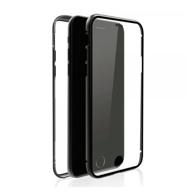 Black Rock iPhone 7/8/SE Kuori 360° Real Glass Case Musta Läpinäkyvä