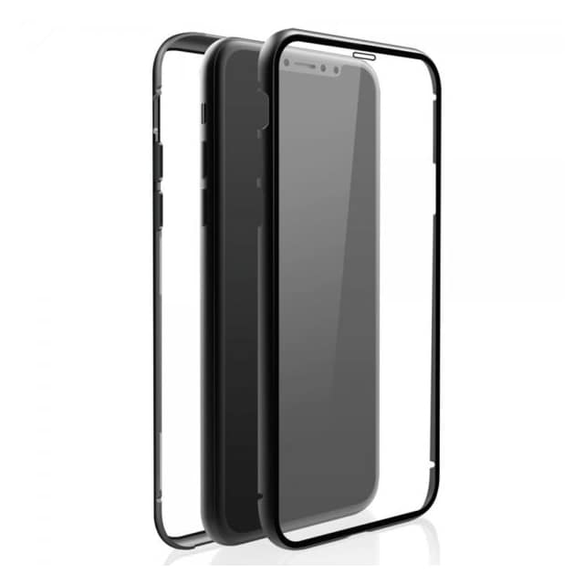 Black Rock iPhone Xr Kuori 360° Real Glass Case Musta Läpinäkyvä