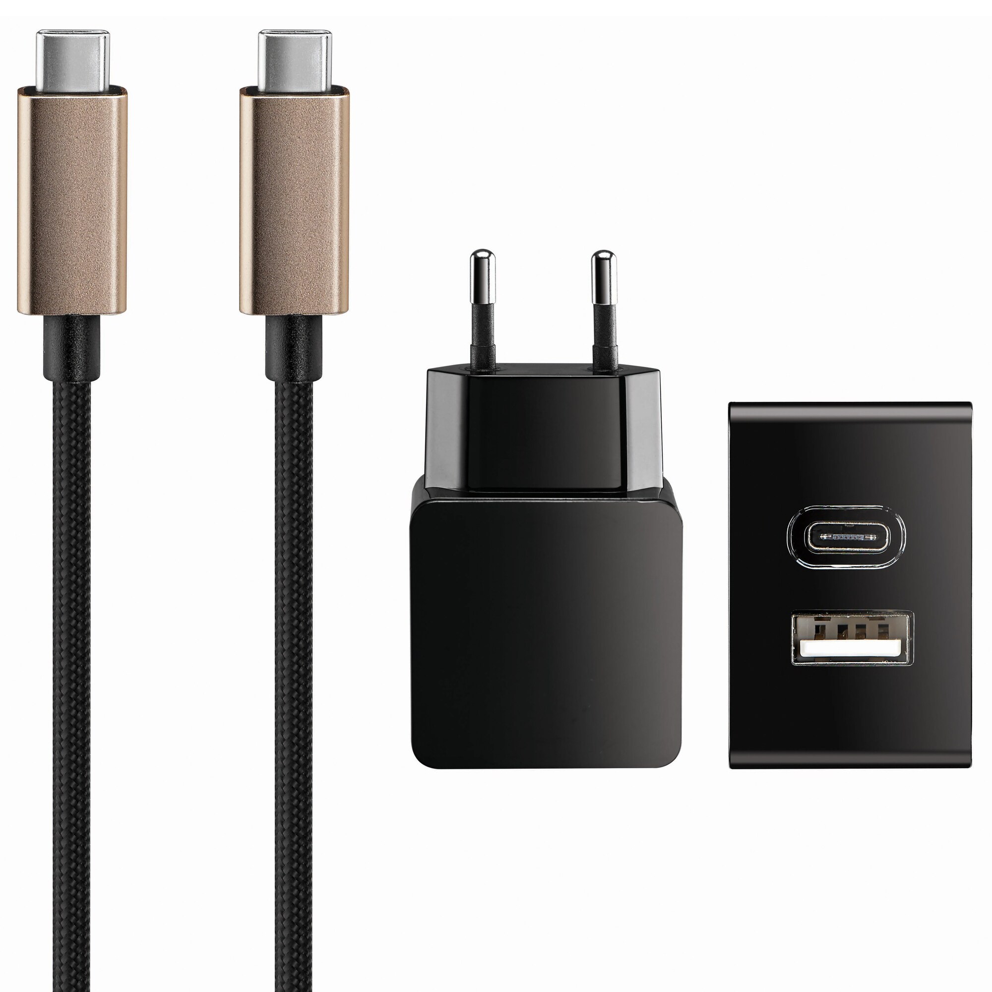Sandstrøm USB-C verkkovirtalaturi (musta/kulta) - Gigantti verkkokauppa