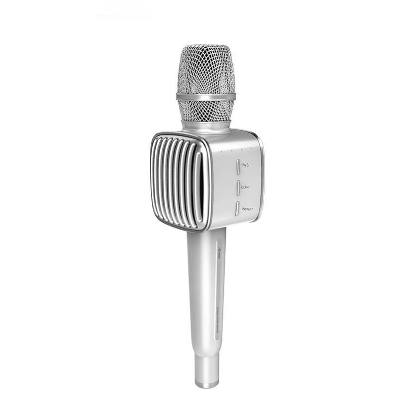 Langaton karaoke-mikrofoni, jossa Bluetooth-kaiutin, hopea - Gigantti  verkkokauppa