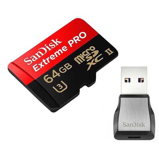 SanDisk Extreme Pro Micro SD kortti 64 GB + lukija - Gigantti verkkokauppa
