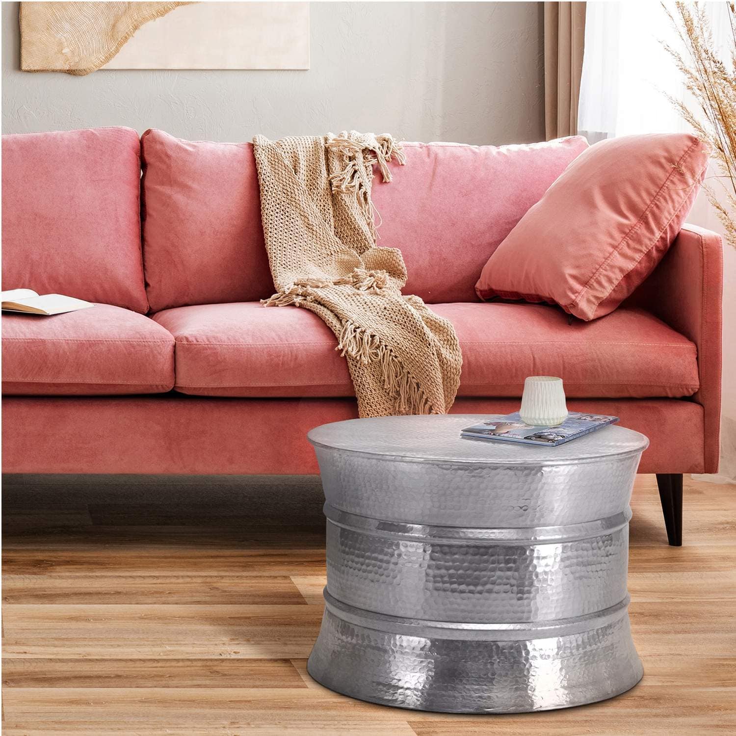 WOMO-DESIGN sohvapöytä olohuoneen sohvapöytä alumiini Ø 62x33 cm hopea -  Gigantti verkkokauppa