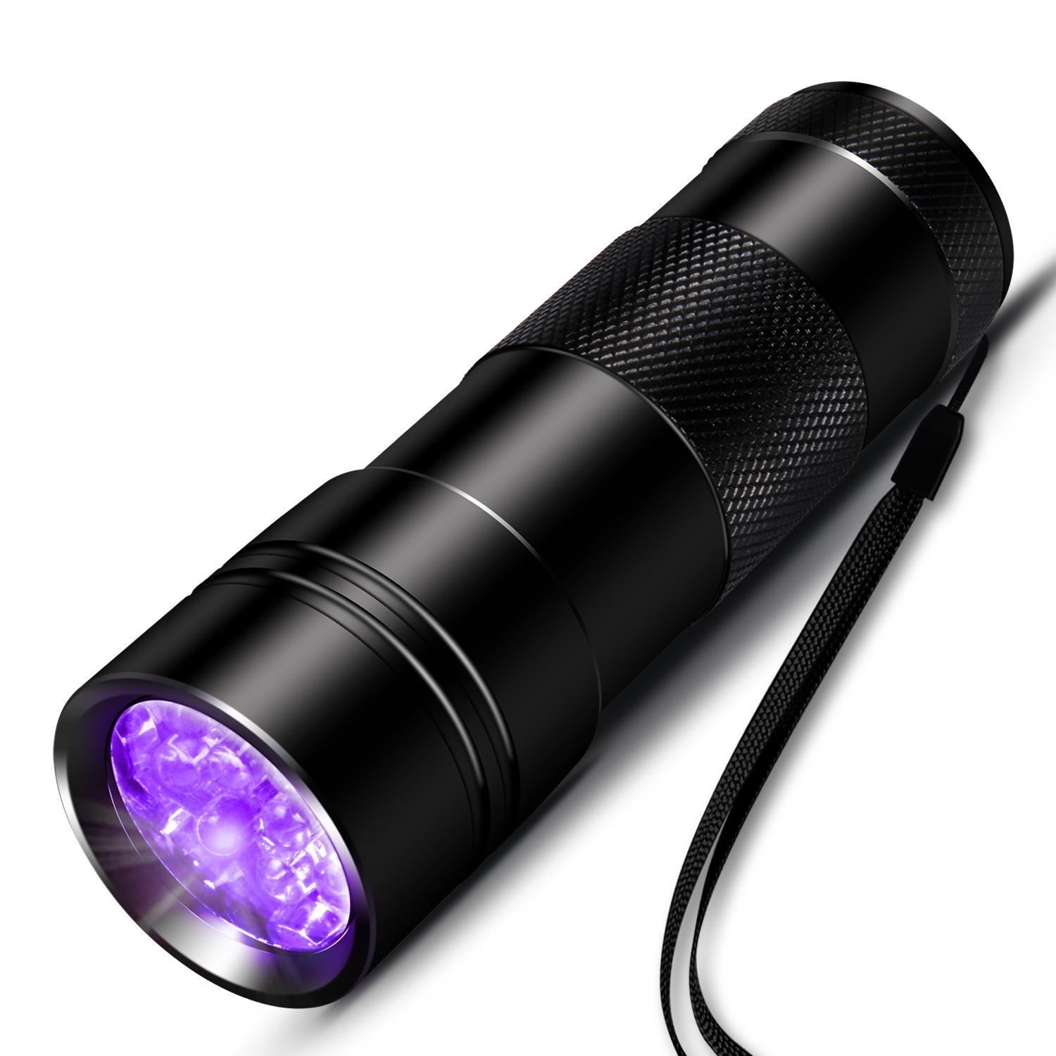 INF UV-taskulamppu 12 LEDillä 395 nm musta - Gigantti verkkokauppa