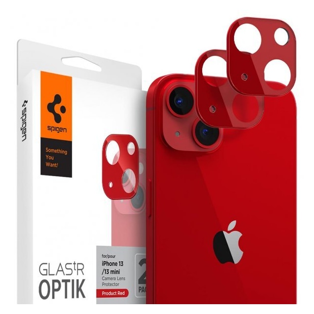 Spigen iPhone 13/iPhone 13 Mini Kameran linssinsuojus Glas.tR Optik 2-Pakkaus Product Red