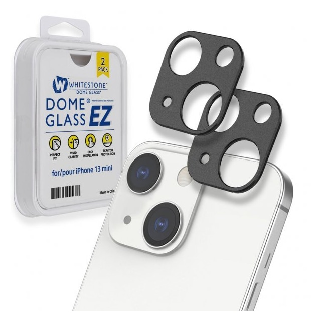Whitestone Dome iPhone 13 Mini Kameran linssinsuojus Camera EZ 2-pack Musta