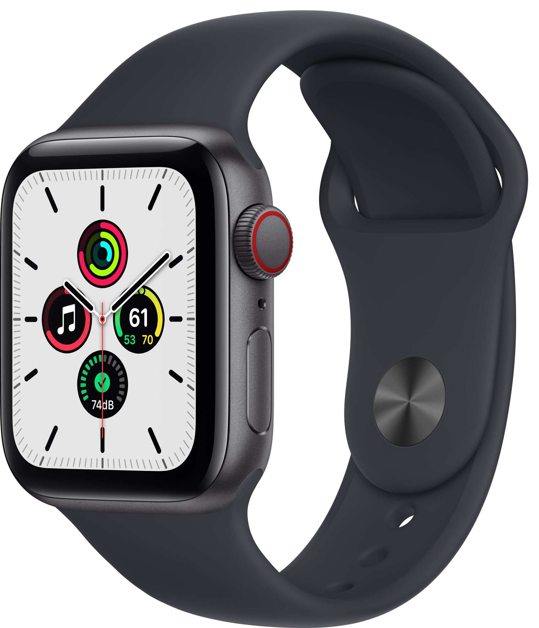 Apple Watch SE 44mm GPS+Cellular (harmaa/musta urheiluranneke) - Gigantti  verkkokauppa