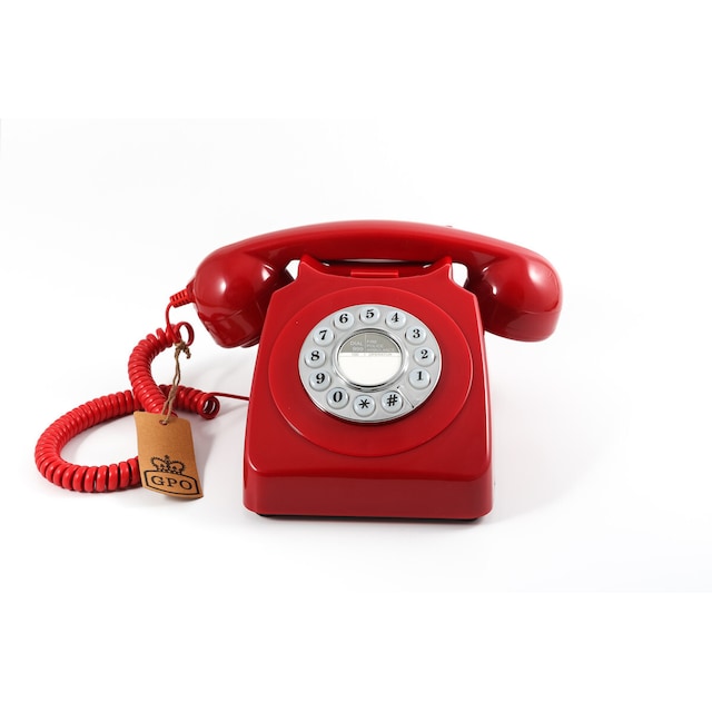 GPO 746 Retro näppäinpuhelin, punainen