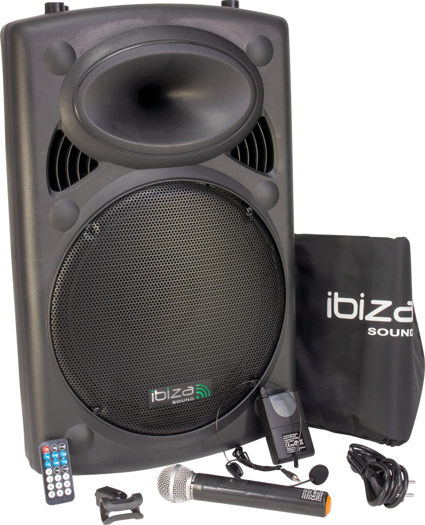 Ibiza Kannettava kaiutin 15"" bassolla (musta, 800 wattia) - Gigantti  verkkokauppa