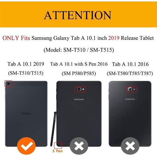 Samsung Galaxy Tab A 10.1 (2019) T510 / T515 Kääntyvä kotelo PU / PC Musta  - Gigantti verkkokauppa