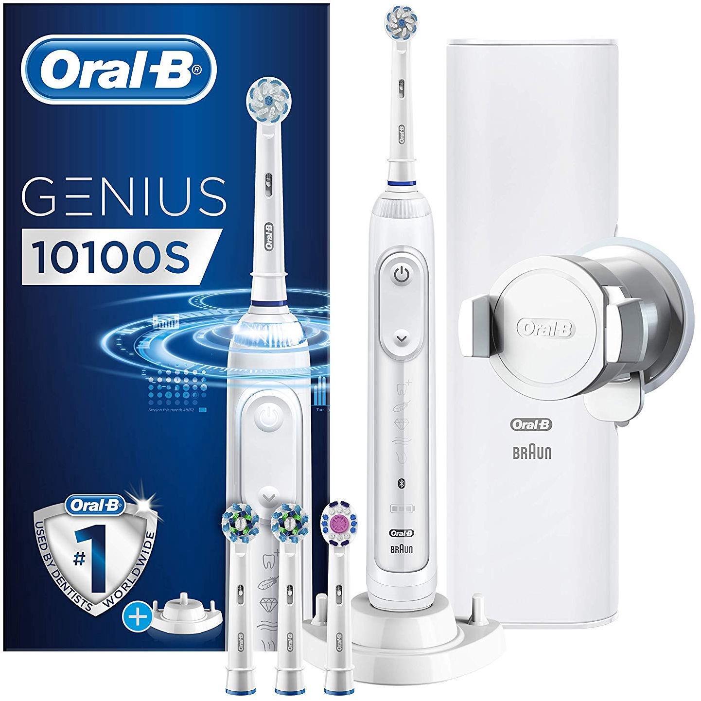 Oral-B sähköhammasharja Genius 10100S Sensi Ultra Thin Ladattava,  Aikuisille, Käyttöaika 2 min, Mukana olevien harjaspäiden lukumäärä 2,  Valkoinen - Gigantti verkkokauppa