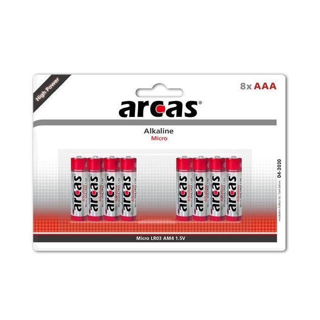 Arcas AAA/LR03, Alkaline, 8 kpl