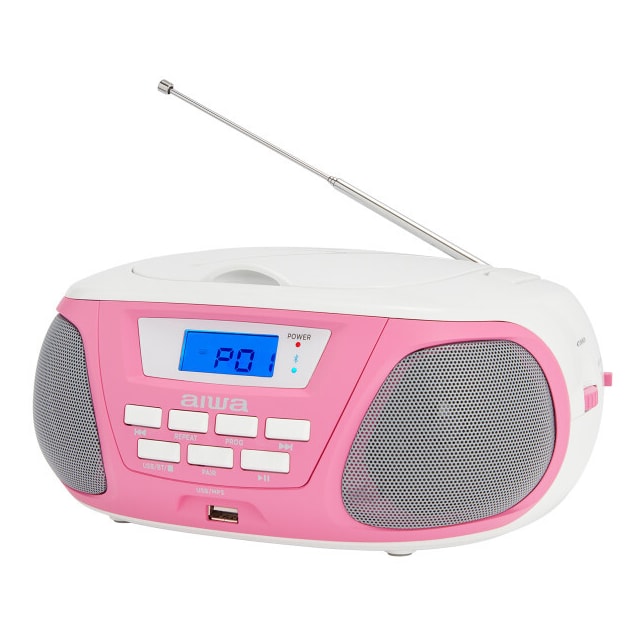 AIWA Mini Boomblaster FM - CD - Bluetooth - USB - Vaaleanpunainen väri