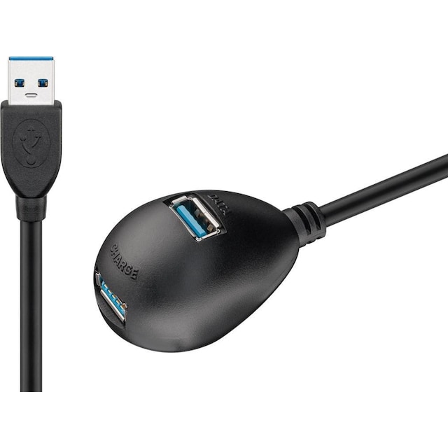 Goobay USB 3.0 Hi-Speed jatkokaapeli pöytäjalalla, musta