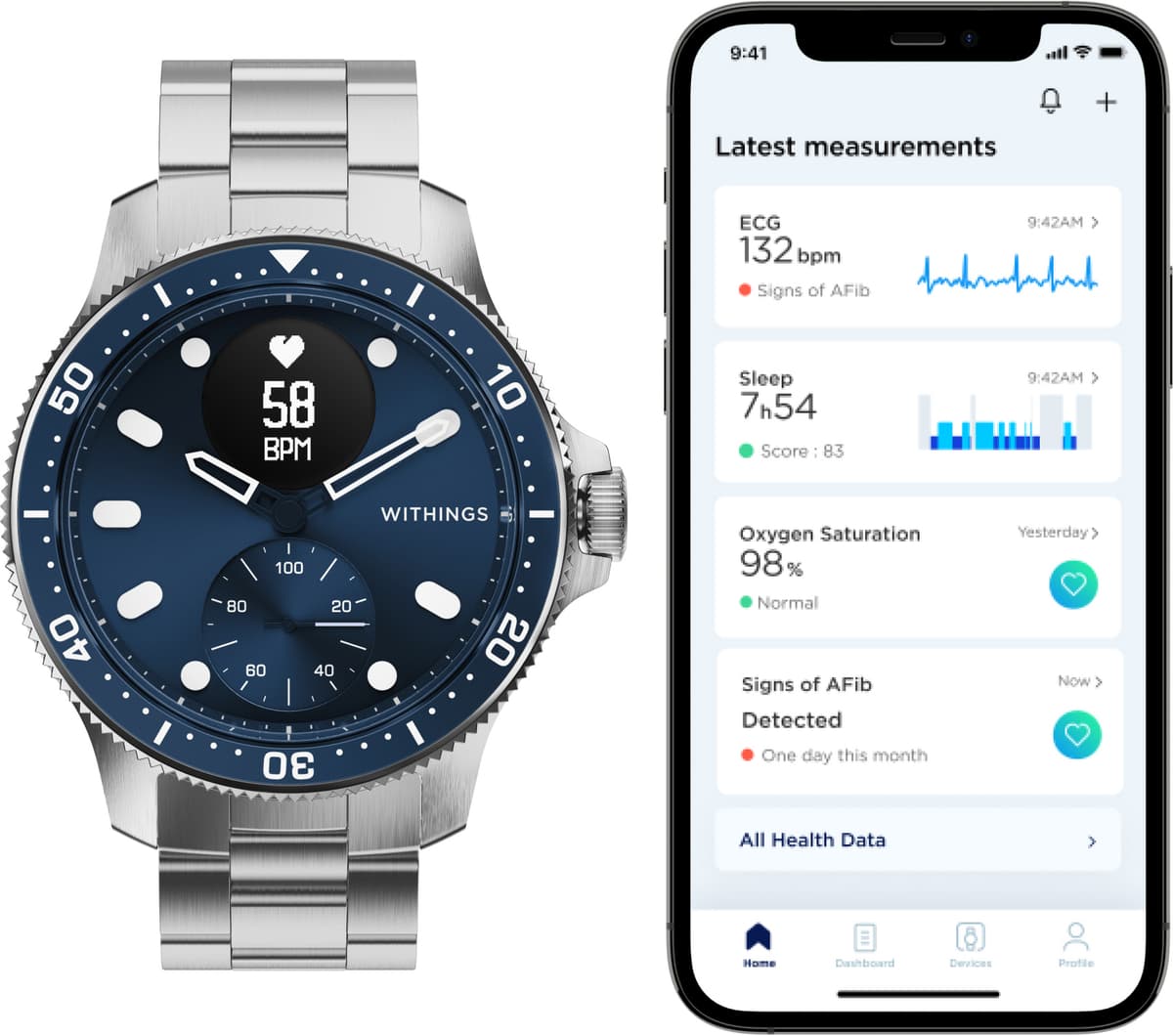 Withings ScanWatch Horizon älykello 43 mm (sininen)