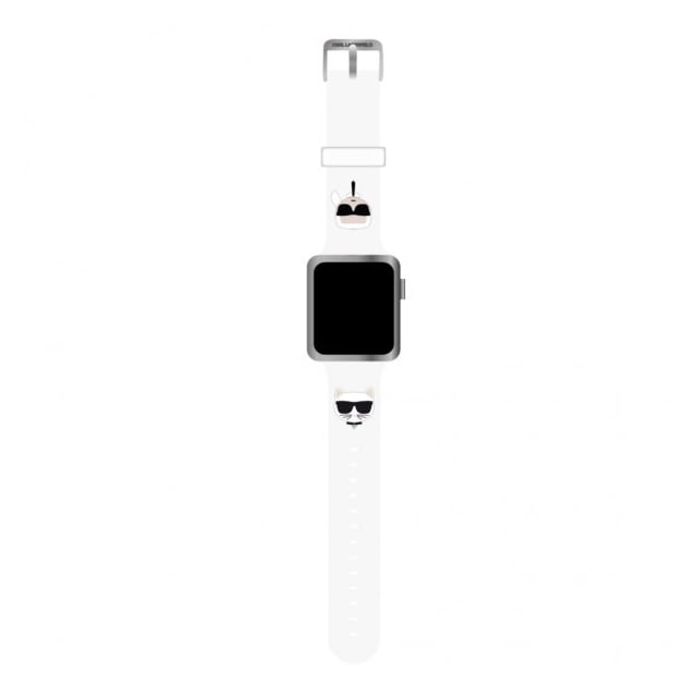 Karl Lagerfeld Apple Watch 42/44/45mm/Apple Watch Ultra Ranneke Karl & Choupette Valkoinen