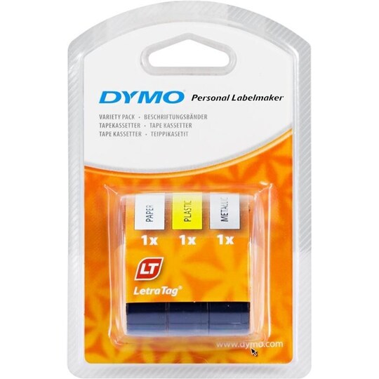 DYMO LetraTag muoviteippi, kelt/hopea/valk (1/väri), 12mm, 4m - 91241 -  Gigantti verkkokauppa