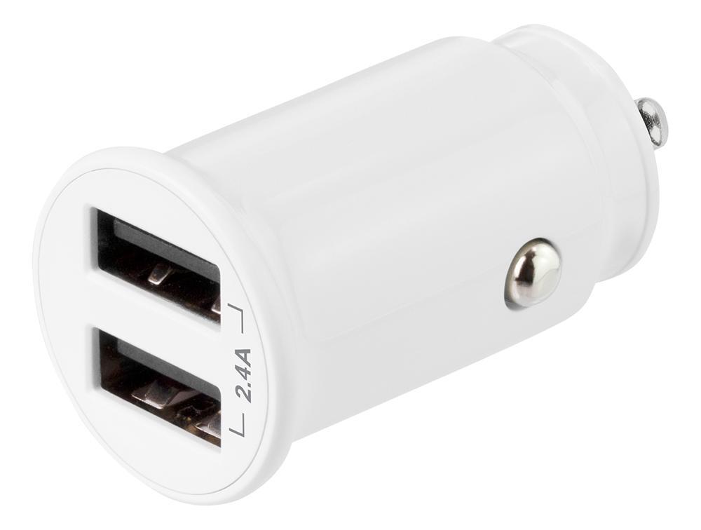 deltaco USB car charger, 2x USB-A, 2.4 A, total 12 W, white - Gigantti  verkkokauppa