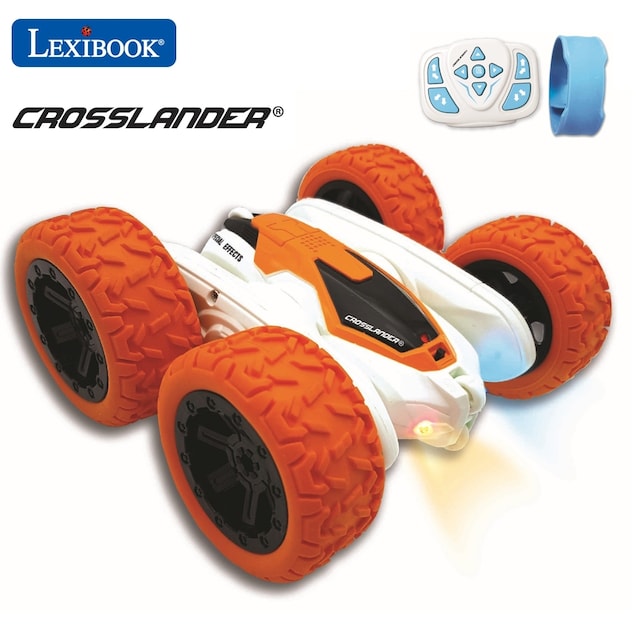 Crosslander - Ladattava ja ohjelmoitava radio-ohjattava stunt-auto, jossa on valot ja ranneohjaus.