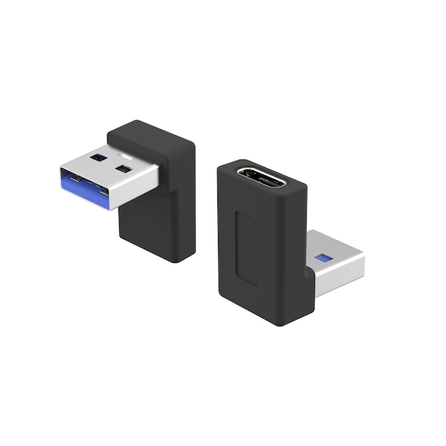 NÖRDIC USB-C naaras-USB-A urossovitin 90 astetta kulmassa