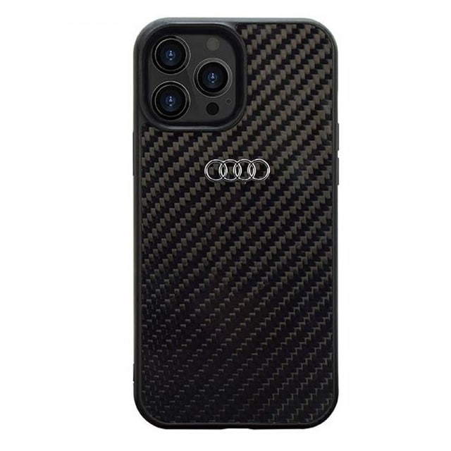 Audi iPhone 14 Pro Max Kuori Carbon Fiber Musta