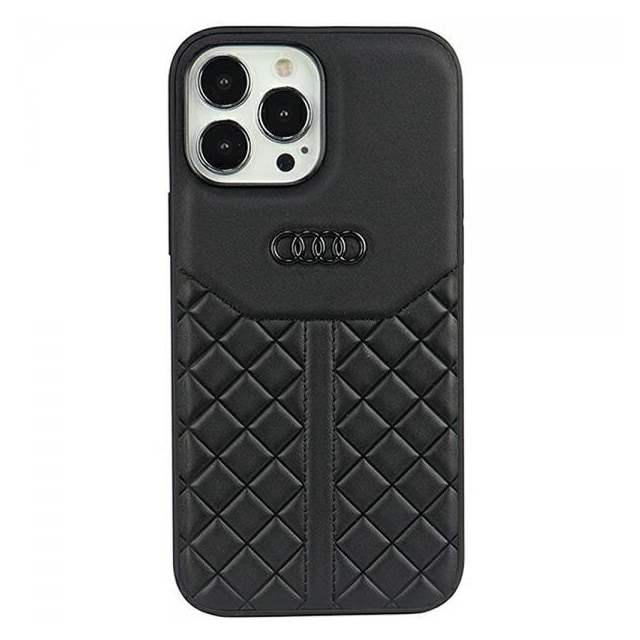 Audi iPhone 13 Pro Max Kuori Genuine Leather Case Musta