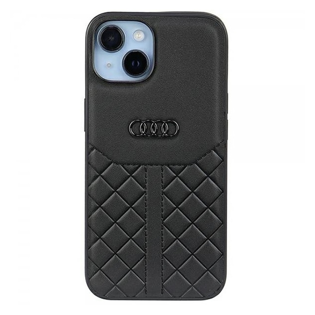 Audi iPhone 14 Kuori Genuine Leather Case Musta