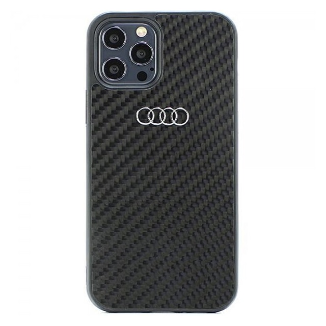 Audi iPhone 12/iPhone 12 Pro Kuori Carbon Fiber Musta