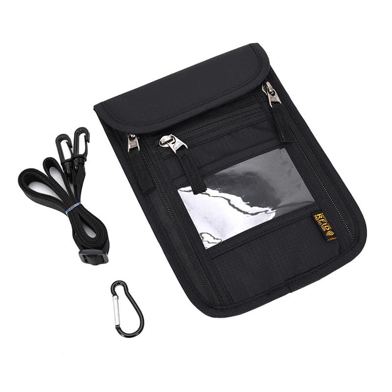 Cross-Body Passport Bag Monitoiminen RFID-suojaus Musta