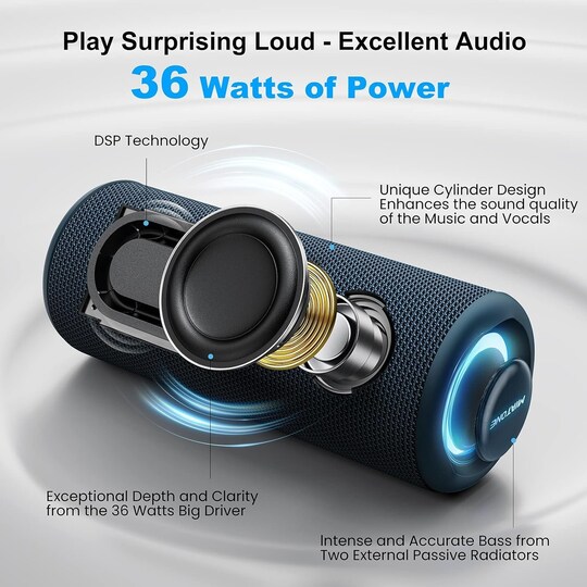 Bluetooth-kaiutin 36 W kannettava kaiutin stereoäänipohjalla, Bluetooth 5.3  langaton IP7x vedenpitävä kaiutin sininen - Gigantti verkkokauppa