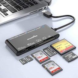 NÖRDIC 7i1 USB-A-kortinlukija 2xSD/2xTF/CF/XD/MicroSD 2TB 5Gbps UHS-I