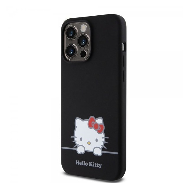 Hello Kitty iPhone 15 Pro Max Kuori Liquid Silicone Musta