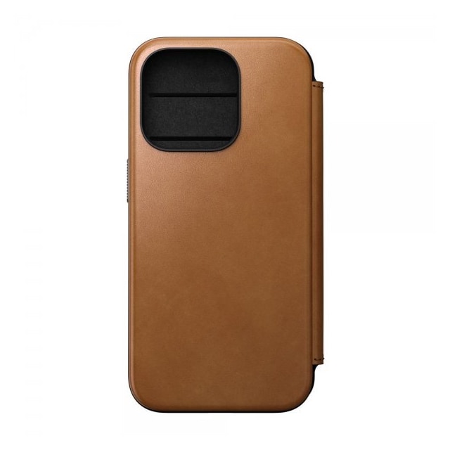 NOMAD iPhone 15 Pro Kotelo Modern Leather Folio English Tan