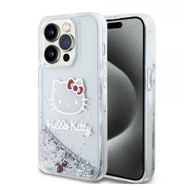 Hello Kitty iPhone 15 Pro Kuori Liquid Glitter Translucent