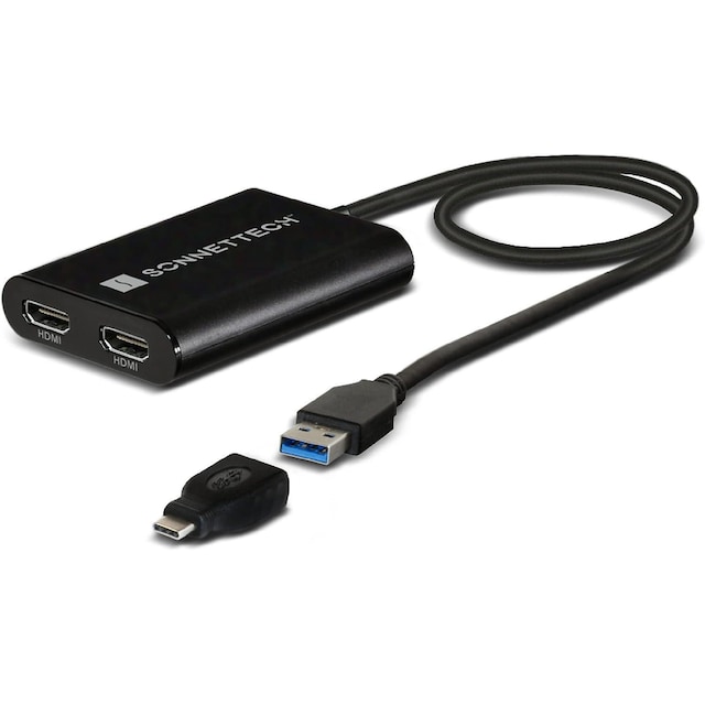 Sonnetti USB-A ja USB-C Dual 4K HDMI 2.0 Displaylink -sovitin kannettavalle tietokoneelle ja M1/M2 Macille