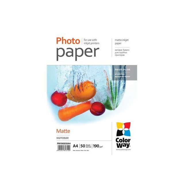 ColorWay Matte Photo Paper, 50 arkkia, A4, 190 g/m²