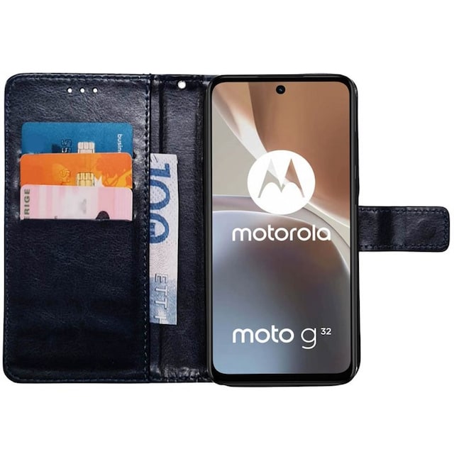 Lompakkokotelo 3-kortti Motorola Moto G32 - Tummansininen