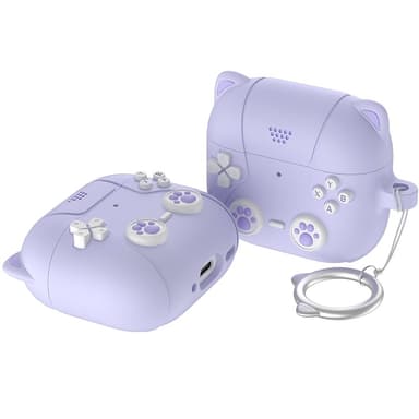 SKALO AirPods 4 Cute Cat Controller Kotelo - Violetti