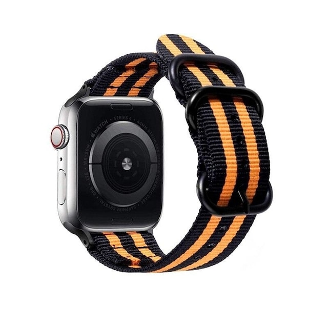 SKALO Nato-ranneke Nylon Apple Watch Series 7-9 41mm - Musta-Oranssi