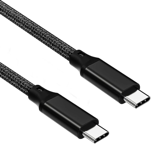 NÖRDIC 50 cm USB3.2 Gen2 SuperSpeed ​​​​USB 10 Gbps USB-C–C Nylon-punottu kaapeli, jossa on virransyöttö 100 W, 4K60 Hz video ja merkkivalo