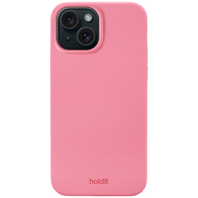 Holdit Silicone iPhone 15 suojakuori (vaaleanpunainen)