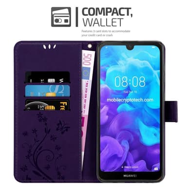 Huawei Y6 PRO 2019 Suojakuori Lompakkokotelo (Violetti)