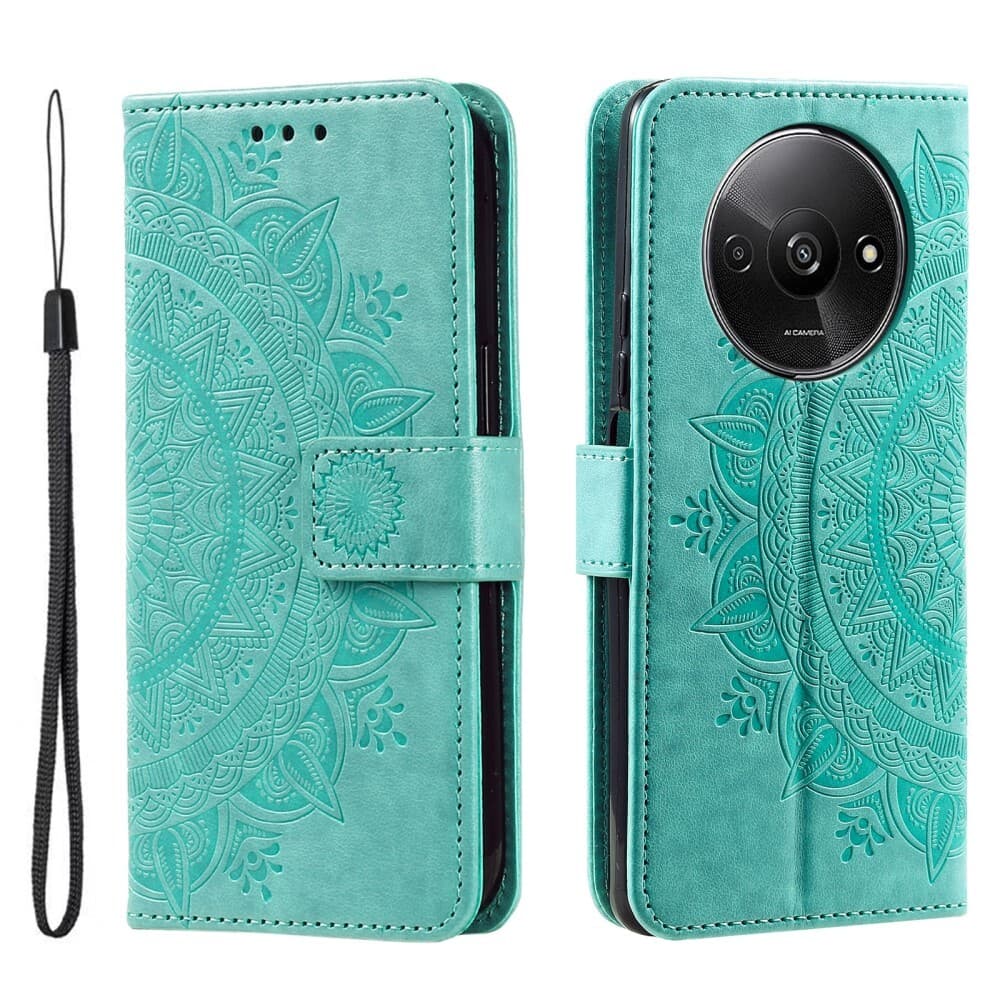 SKALO Xiaomi Redmi A3 Mandala lompakkokotelo - Turkoosi