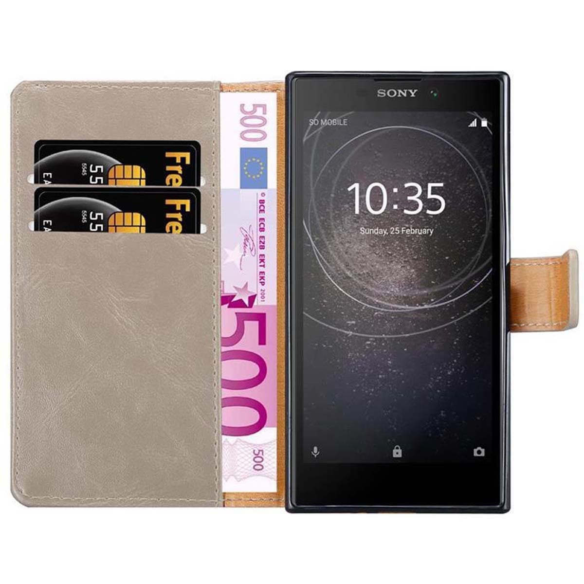 Sony Xperia L2 Suojakuori Lompakkokotelo (Ruskea)