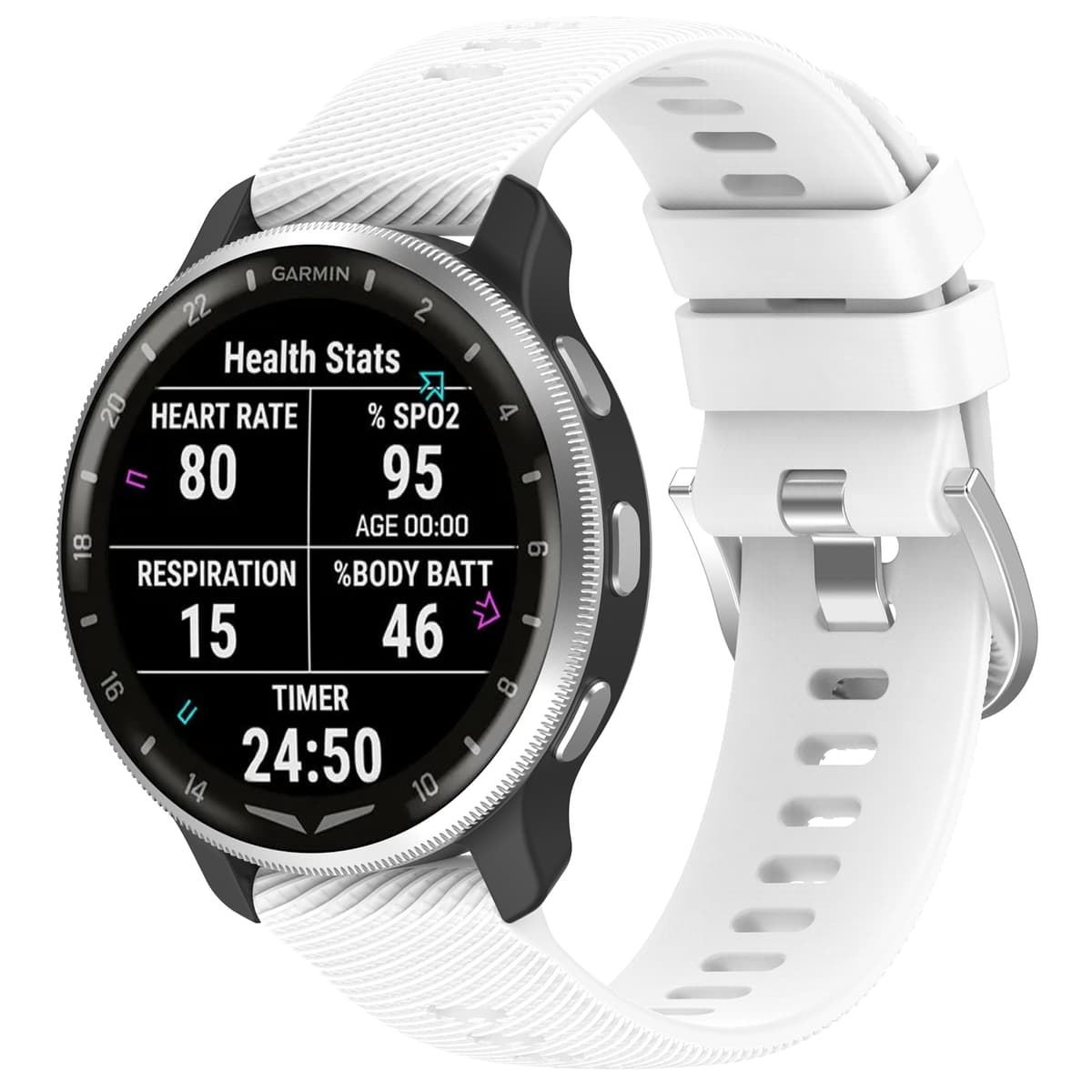 Silikoniranneke Garmin D2 Air X10 (43mm), Garmin Bounce, Garmin Active5 Valkoinen