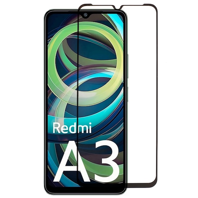 2-KPL SKALO Xiaomi Redmi A3 Koko Näytön Panssarilasi- Svart