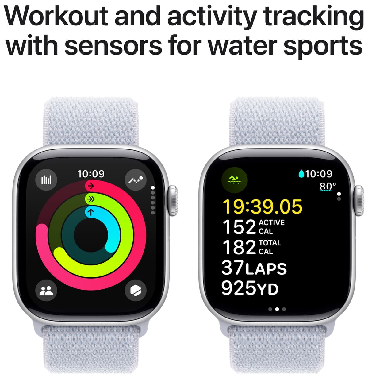 Apple Watch S10 42mm GPS (hopea alumiini/sinertävä Sport Loop)