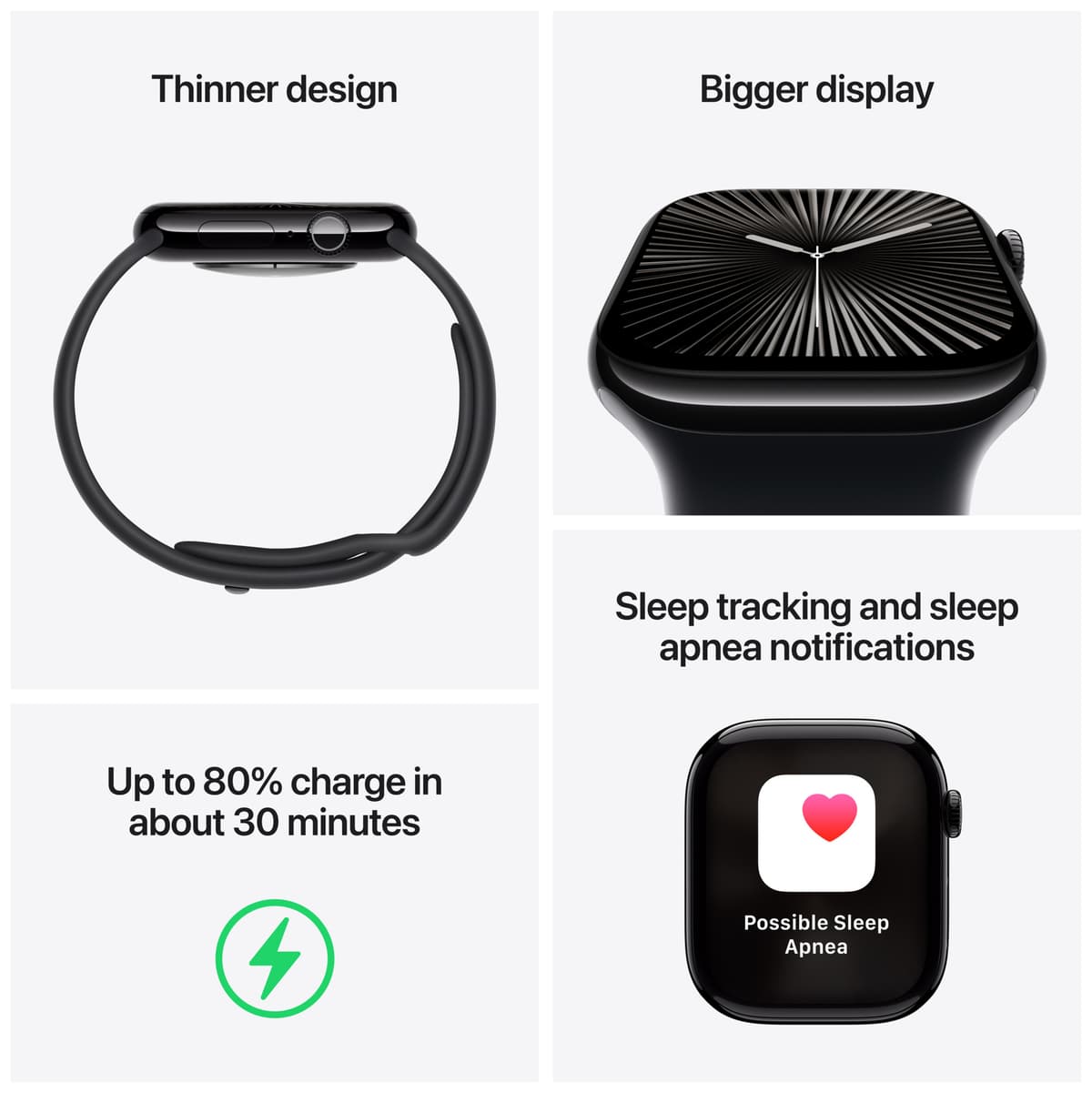 Apple Watch S10 42mm GPS (peilimusta alumiini/musta Sport Band) M/L