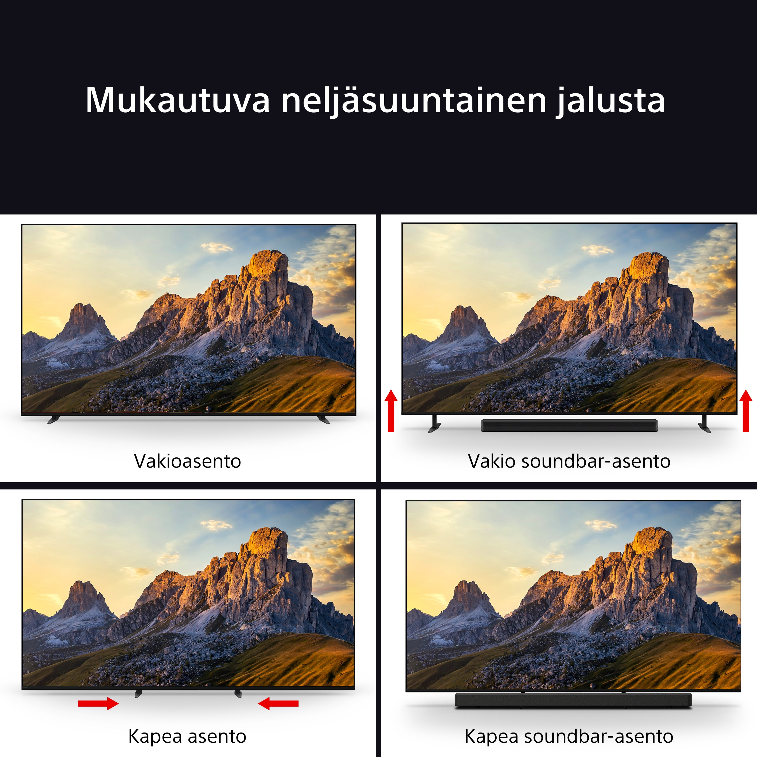 Bravia 7 tv ja mukautuva neljäsuuntainen jalusta