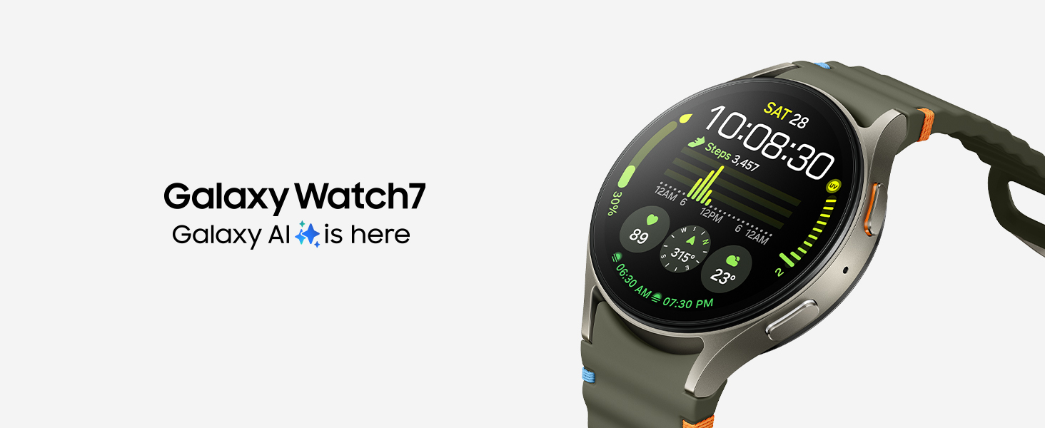 Galaxy Watch7 -älykello, jonka ruudulla treenitietoja, kuten sydämen syke