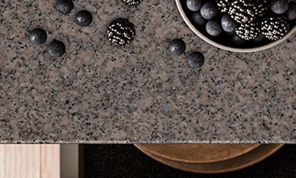 Closeup of a speckled natural stone counter